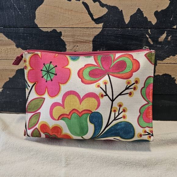 Clinique Cosmetic Makeup Bag 8”x6” Daisy Floral Pattern Travel Beach - Picture 6 of 14